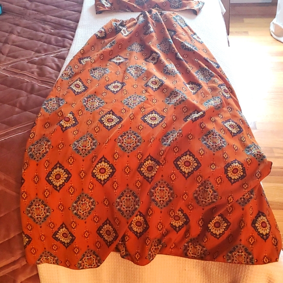 Shein Vcay Orange Patterned Cut Out Dress With Adjustable Straps - Picture 4 of 10